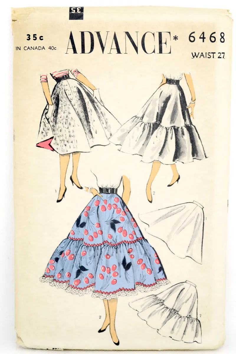 1953 Advance 6468 Vintage Petticoat Circle Skirt Sewing Pattern