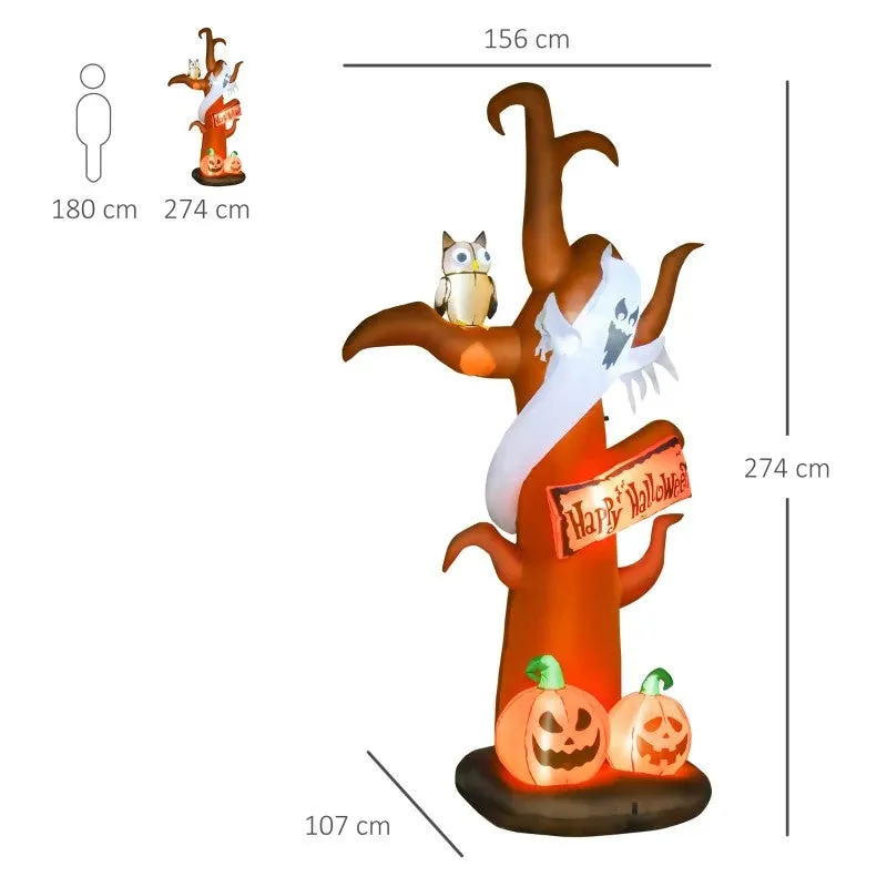 2.7m Halloween Inflatable Tree with Ghost and Pumpkin Lighted for Decoration