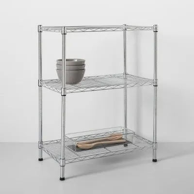 3 Tier Wide Wire Shelf Chrome