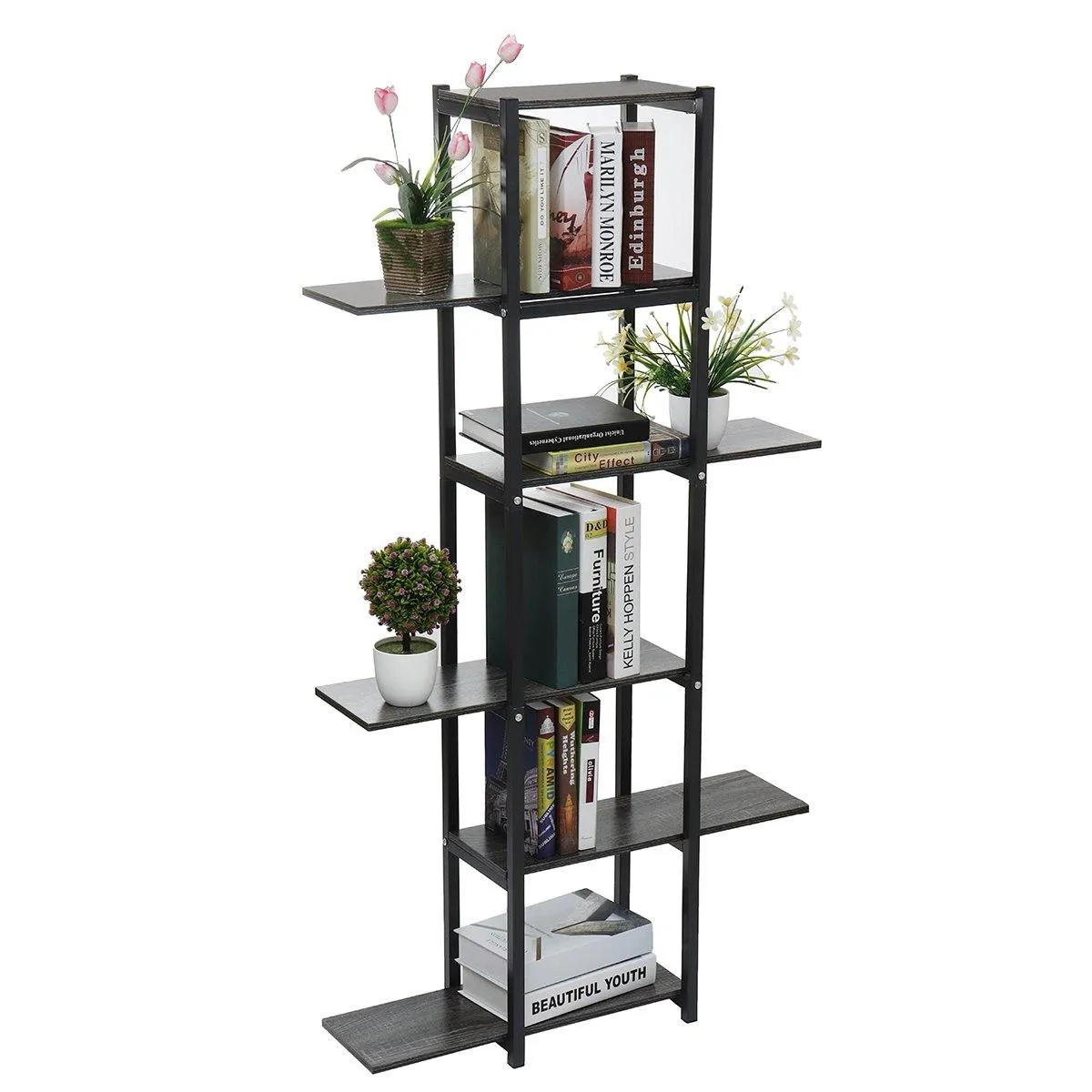 6 Tiers Wood Bookshelf Storage Rack Home Office Decorations Stand