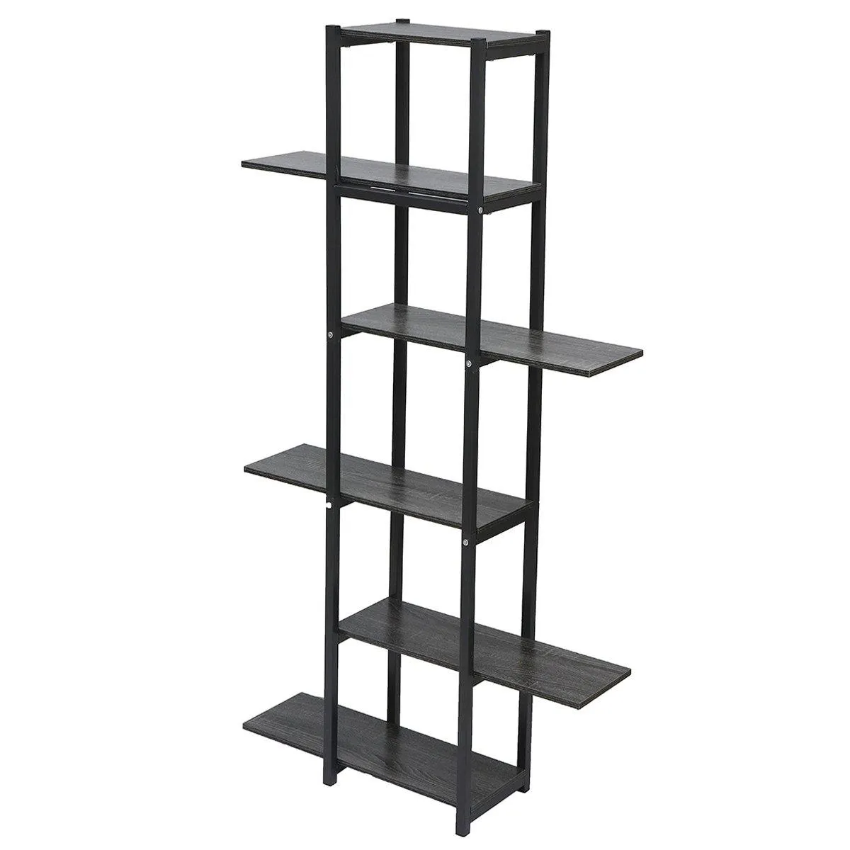 6 Tiers Wood Bookshelf Storage Rack Home Office Decorations Stand