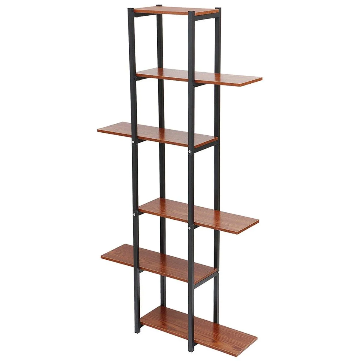 6 Tiers Wood Bookshelf Storage Rack Home Office Decorations Stand