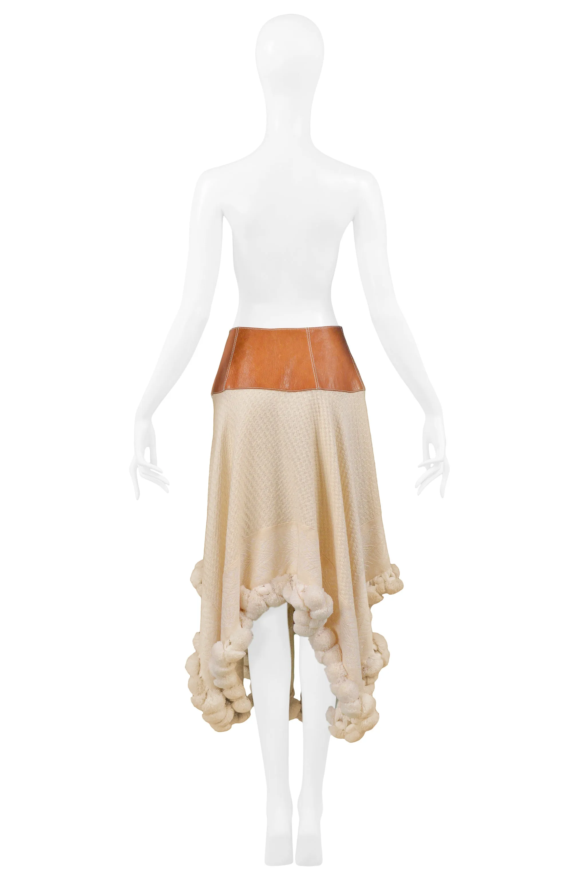 ALEXANDER MCQUEEN CREAM WOOL SKIRT 2003