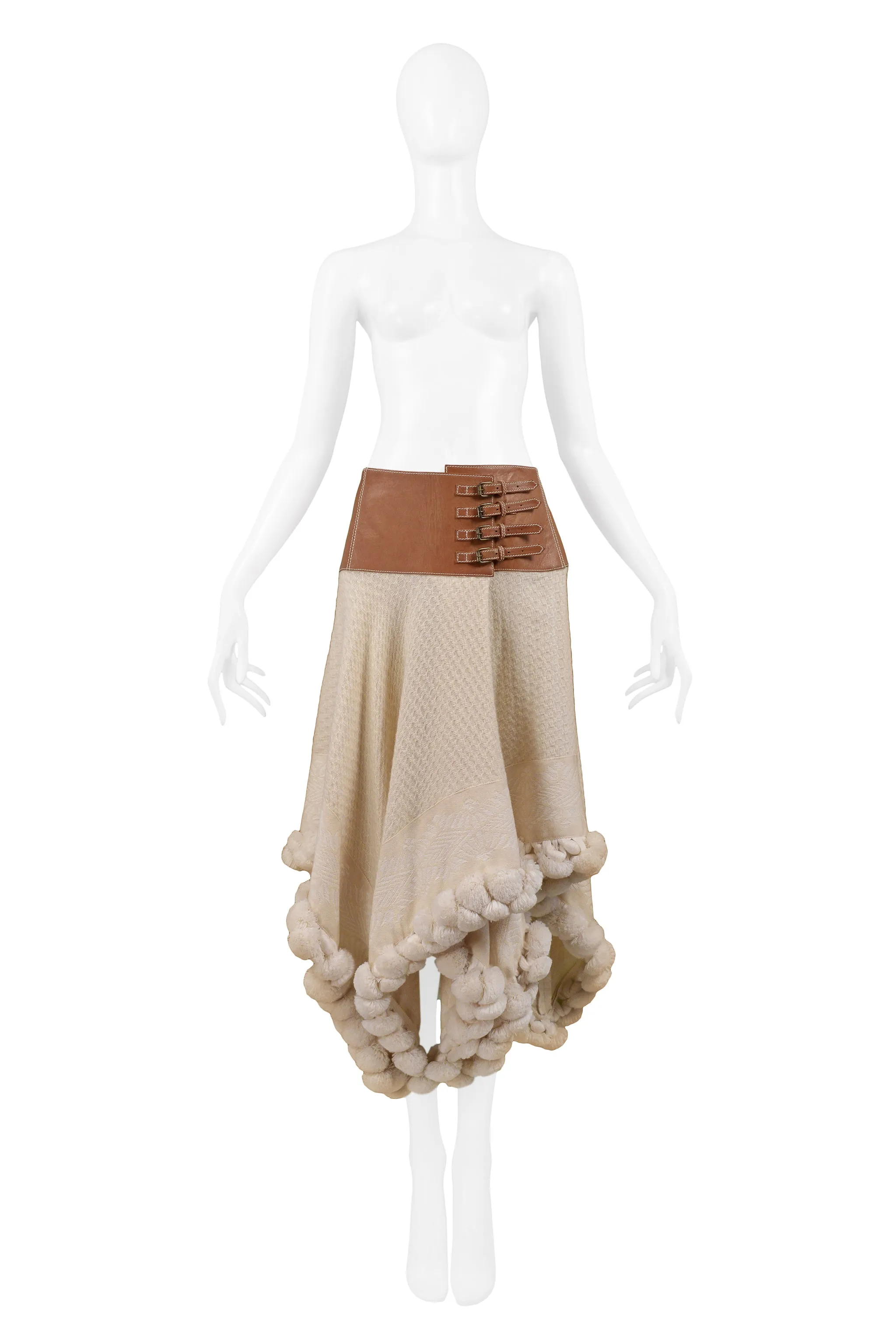 ALEXANDER MCQUEEN CREAM WOOL SKIRT 2003