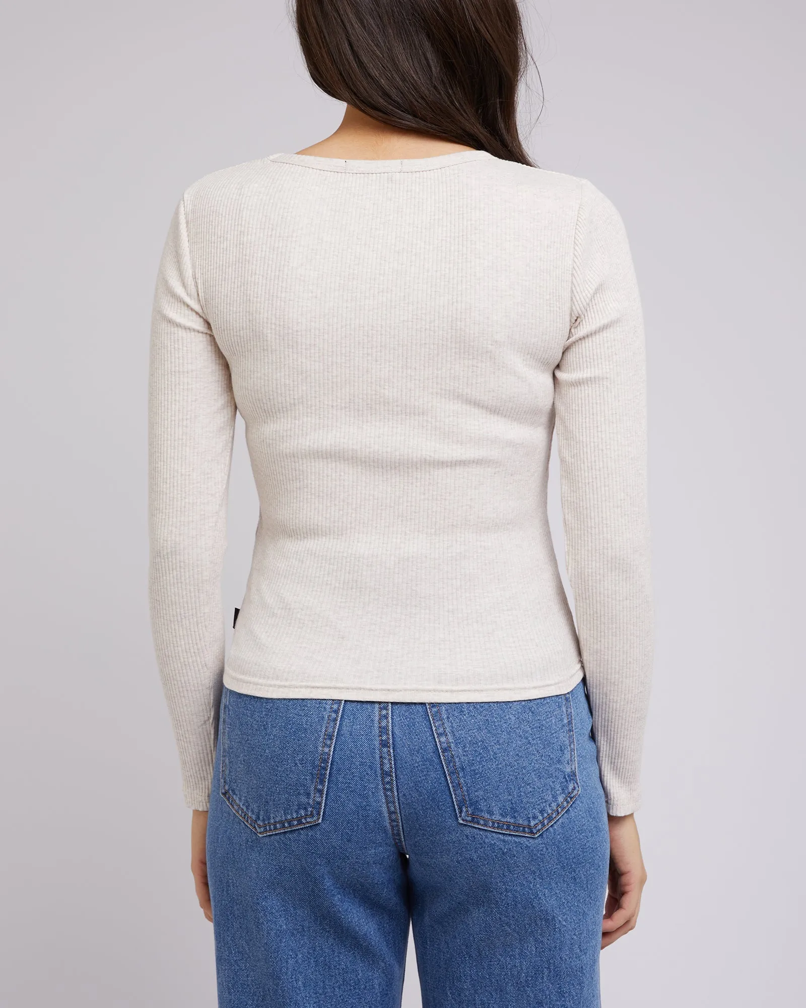 All About Eve Rib V Neck L/S Top Oatmeal