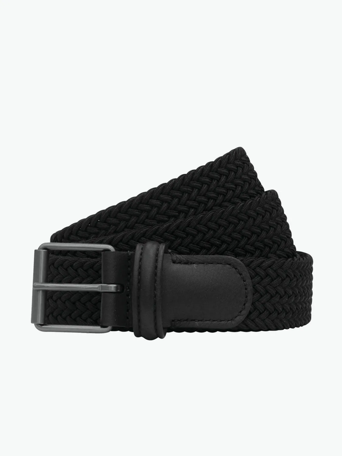 Anderson's Leather-Trimmed Woven Belt Black