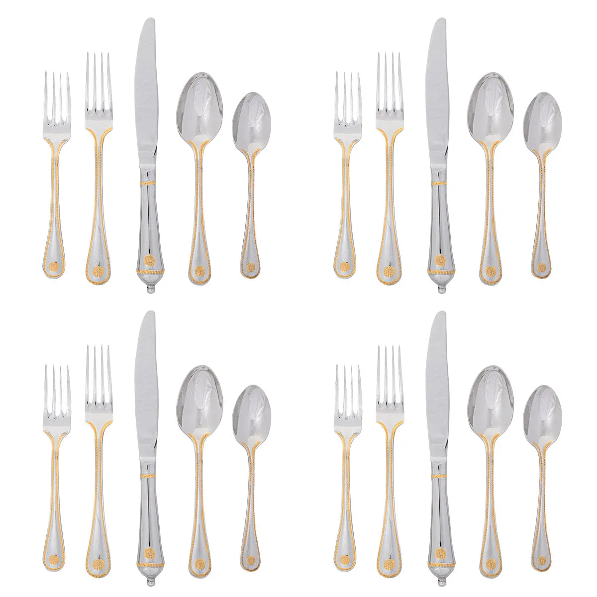 Berry & Thread 20pc Place Setting - Polished with Gold