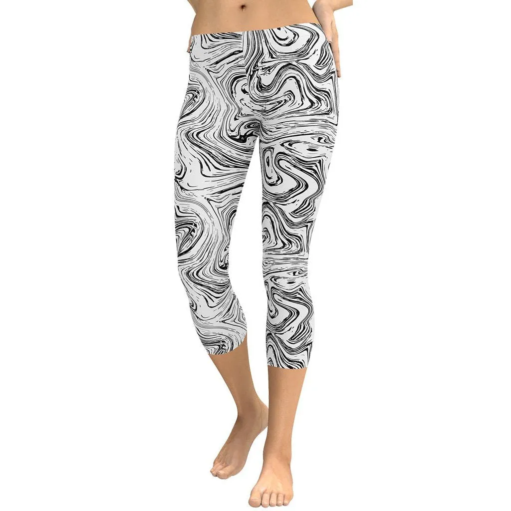 Black & White Marble Capris