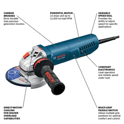 Bosch GWS13-50VSP 5 In. Angle Grinder Variable Speed with Paddle Switch