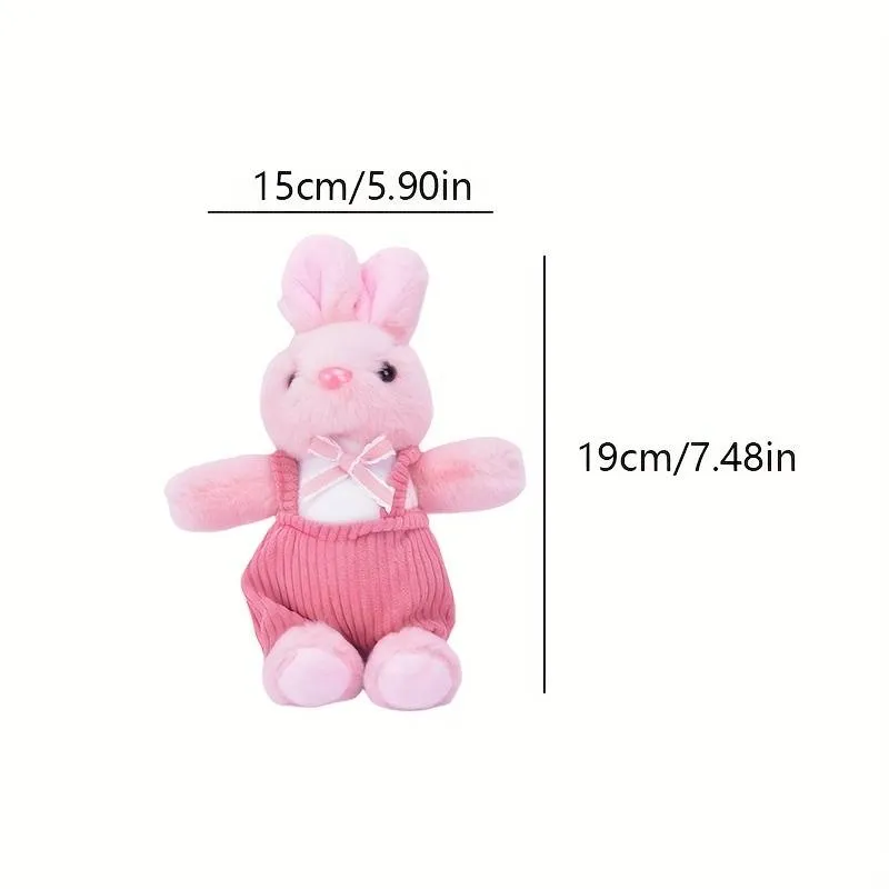 Bunny Wearing A Jump-Suit Plush Keychain.