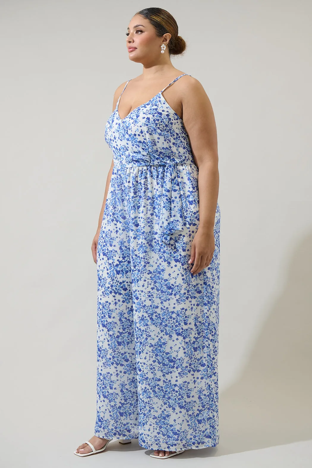 Camellia Floral Vicky Wide Leg Jumpsuit Curve