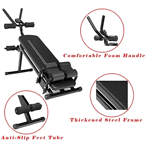 Core & Abdominal Exercise Machine, Ab Workout Machine Foldable Sit Up Bench, Fully Body Exercise Equipment for Leg, Thighs, Buttocks, Rodeo, Fitness Equipment for Home Gym