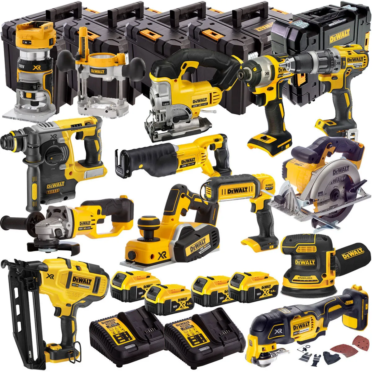 Dewalt 18V 13 Piece Power Tool Kit with 4 x 5.0Ah Batteries T4TKIT-4824