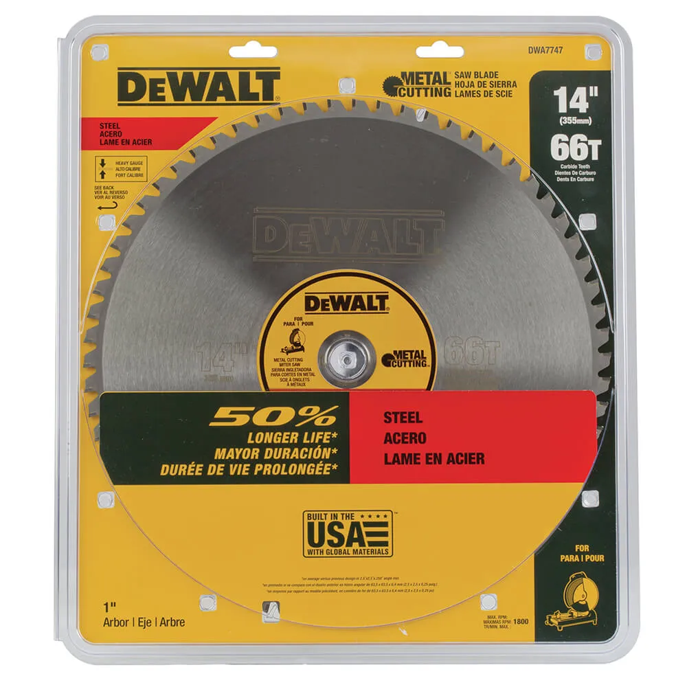 DeWALT DWA7747 14'' 66T Heavy Gauge Ferrous Metal Cutting Saw Blade