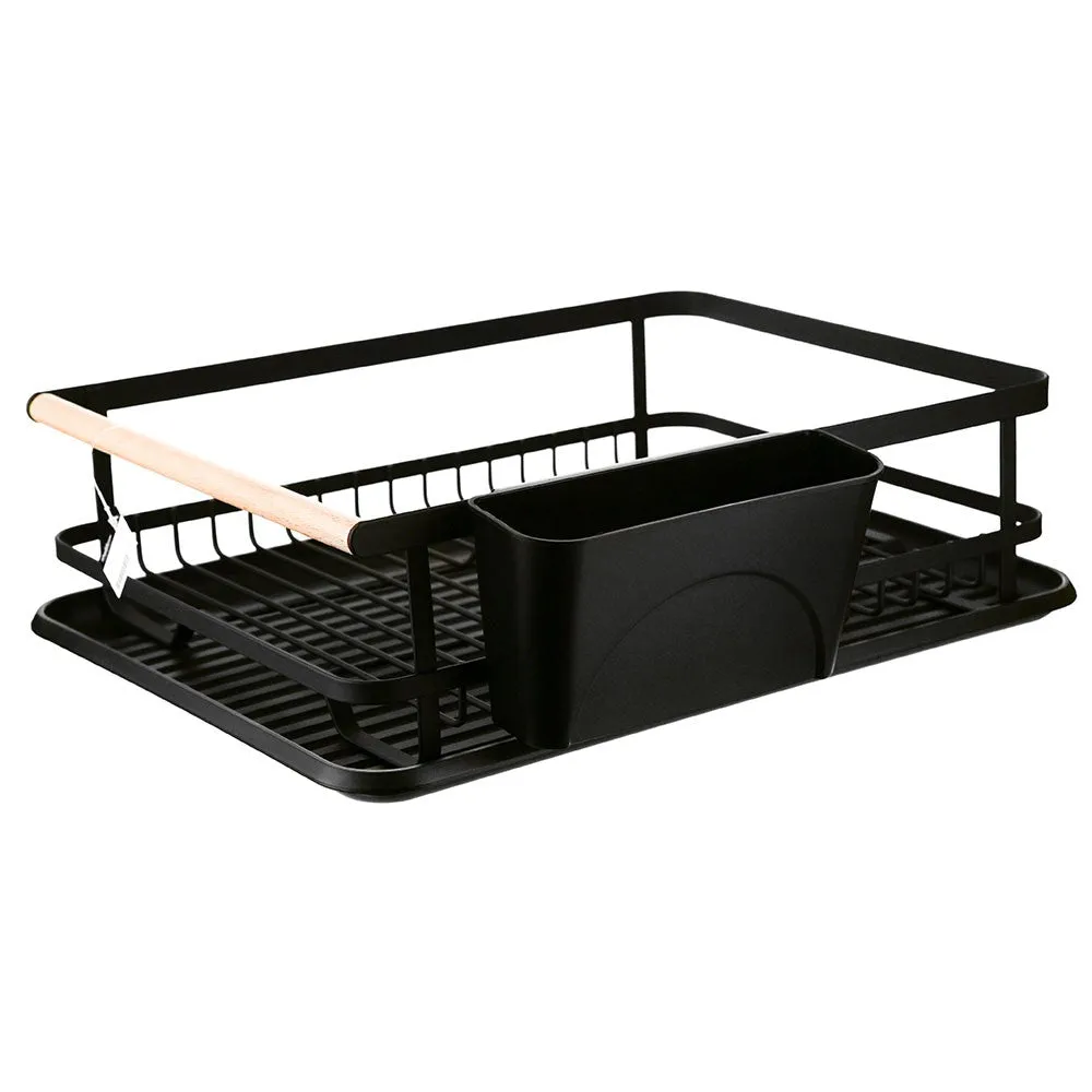 Dish Rack Iron Black with Side Cutlery 43x32x14cm