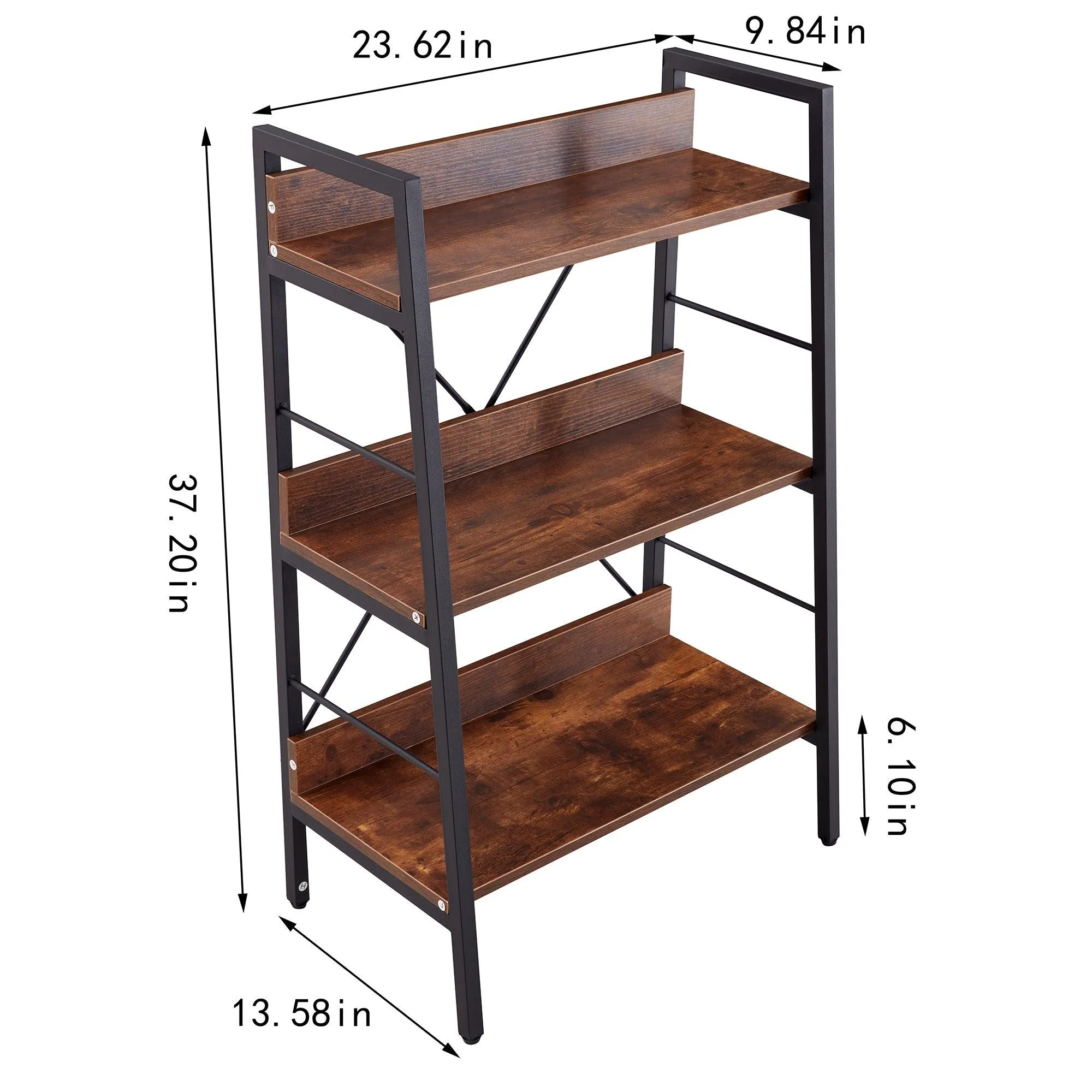 DN 3-Layer H Ladder Bookshelf, Metal Frame Storage Rack, Tigger, 1PC per Carton