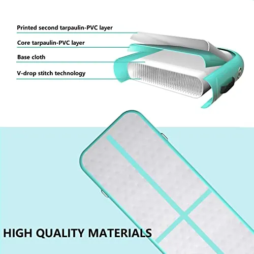 DOIT Air Tumbling Track Mat, 10FT/16FT Inflatable Gymnastics Air Tumble Track with Electric Air Pump for Home Use Training Cheerleading Yoga