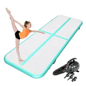 DOIT Air Tumbling Track Mat, 10FT/16FT Inflatable Gymnastics Air Tumble Track with Electric Air Pump for Home Use Training Cheerleading Yoga