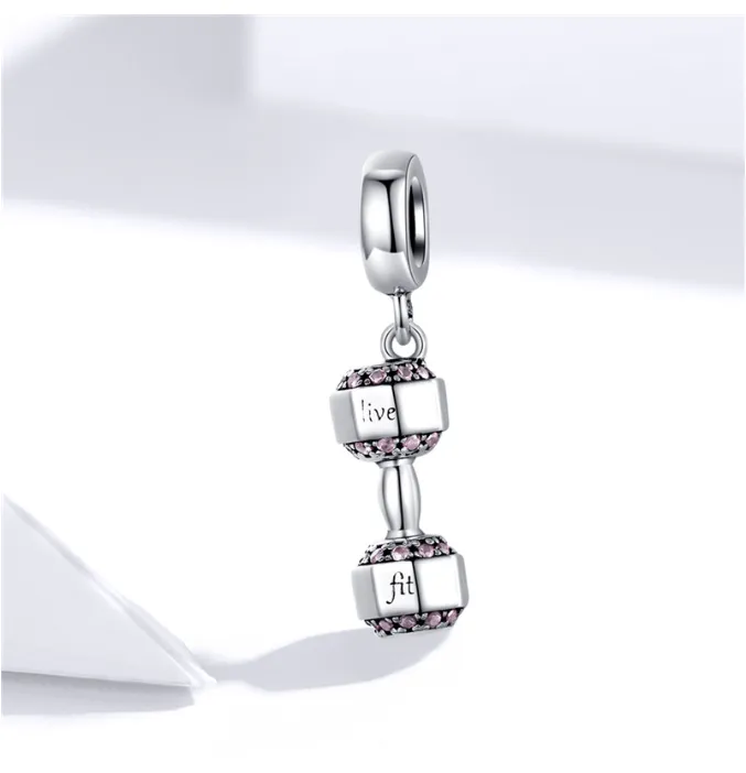 Fit & Fab Inspirational Dumbbell Charm 925 Sterling Silver