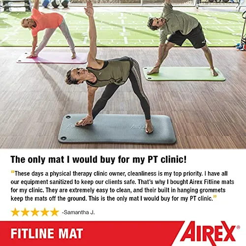 Fitline 180 AIREX Premium Exercise Mat Fitness for Yoga, Physical Therapy, Rehabilitation, Balance & Stability Exercises, Pilates, Aerobics,Charcoal,AF180C