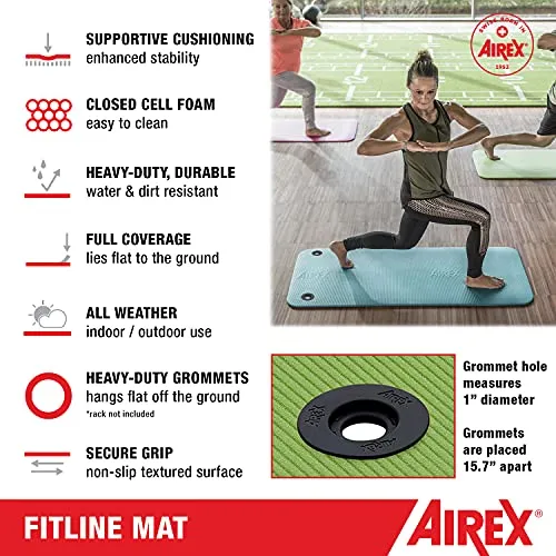 Fitline 180 AIREX Premium Exercise Mat Fitness for Yoga, Physical Therapy, Rehabilitation, Balance & Stability Exercises, Pilates, Aerobics,Charcoal,AF180C