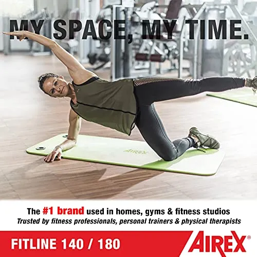 Fitline 180 AIREX Premium Exercise Mat Fitness for Yoga, Physical Therapy, Rehabilitation, Balance & Stability Exercises, Pilates, Aerobics,Charcoal,AF180C