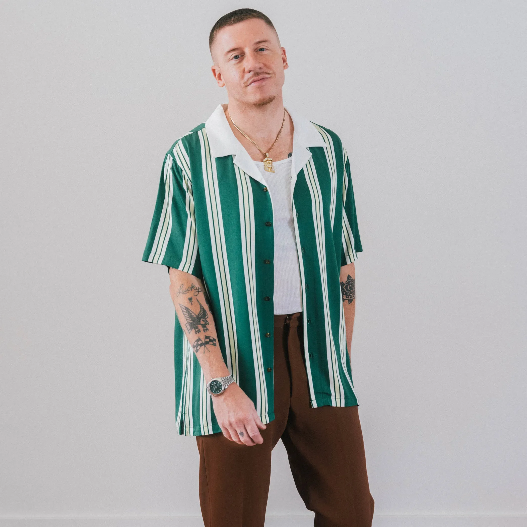 Georgia Button Up - Green Stripe