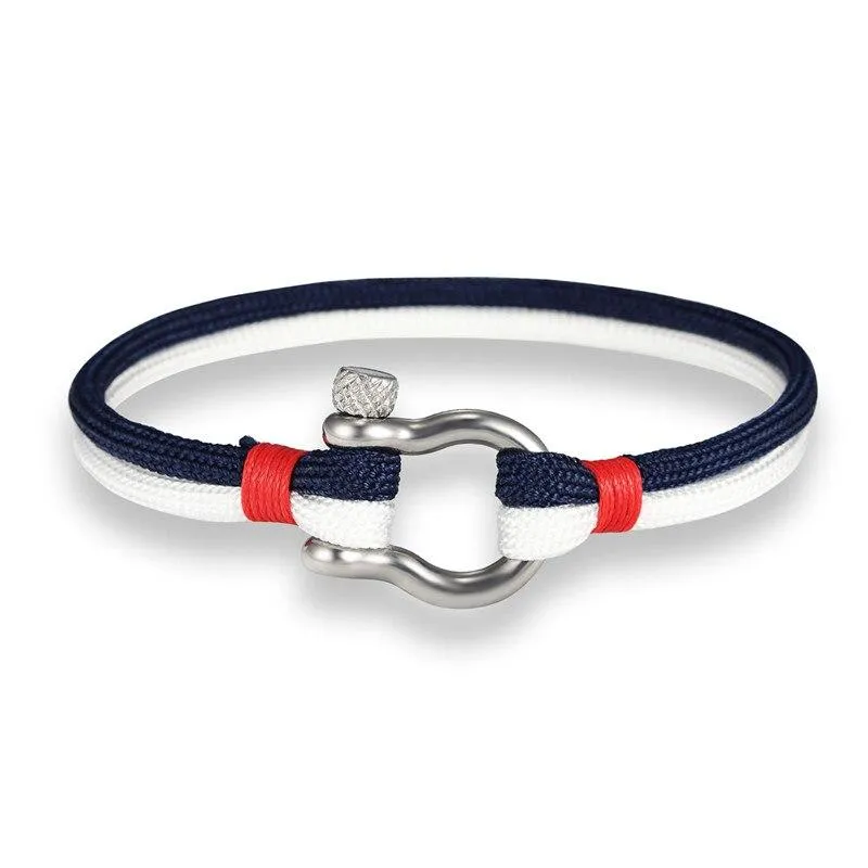 Horseshoe Shackle Twin Rope Bracelet