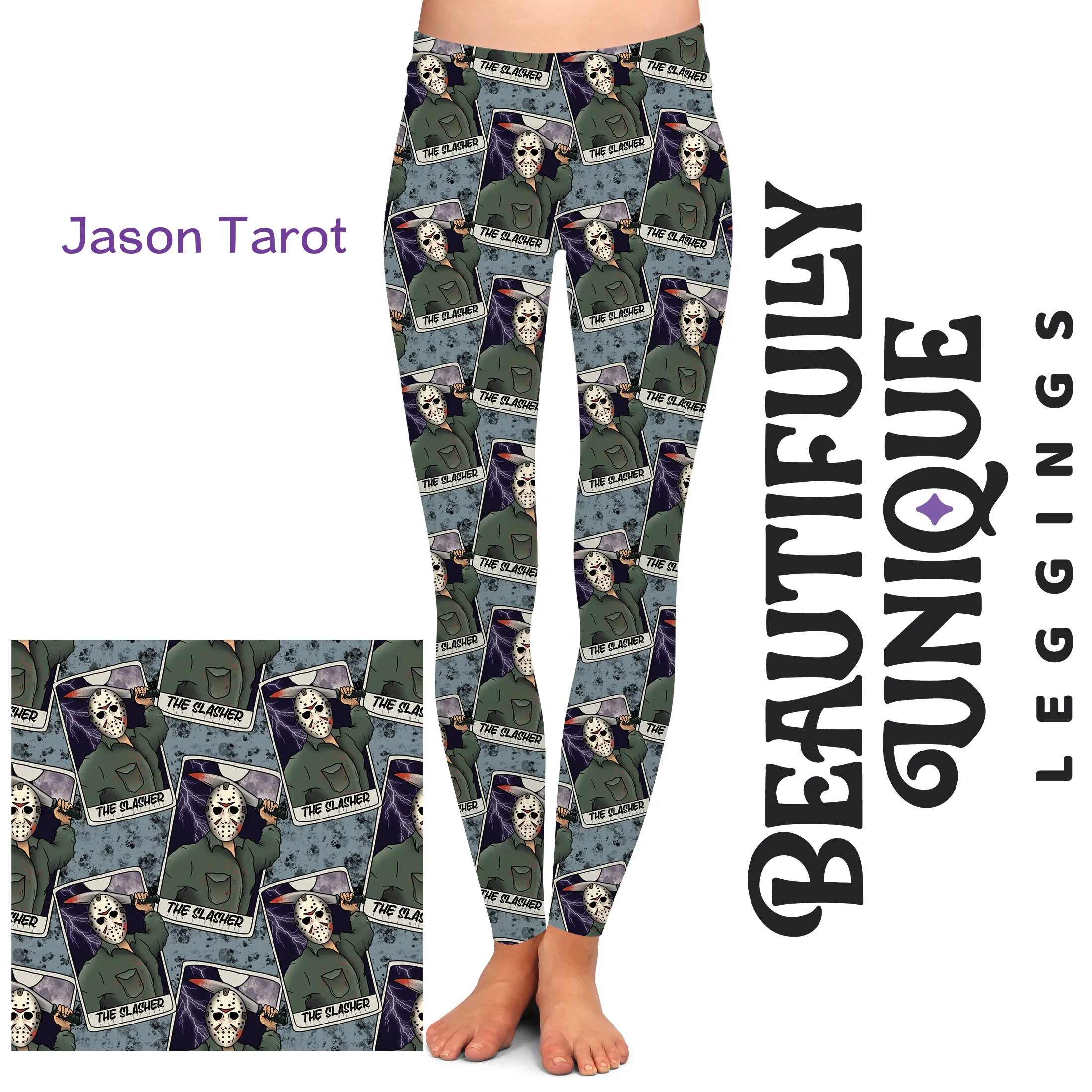 Jason Horror Movie Tarot (Semi-Exclusive) - High-quality Handcrafted Vibrant Leggings