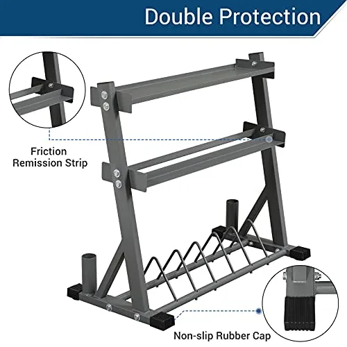 KICODE Strength Training Dumbbell Rack, 3 Tier Multifunctional Weight Rack for Dumbbells, Heavy Duty Steel Weight Holder Storage for Home Gym Fitness Exercise Workout