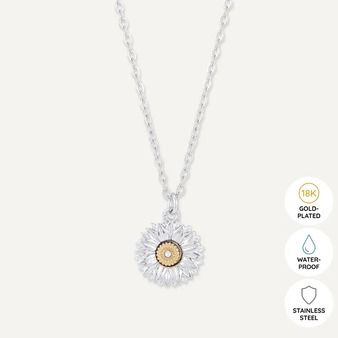 Memories: "SPECIAL GRANDDAUGHTER" | Flower Necklace | White Gold-Plated | Multi-Colour