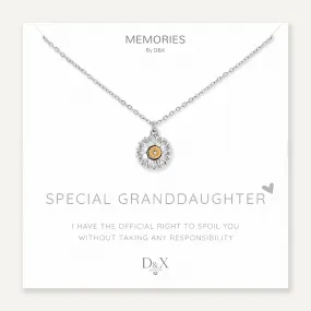 Memories: "SPECIAL GRANDDAUGHTER" | Flower Necklace | White Gold-Plated | Multi-Colour