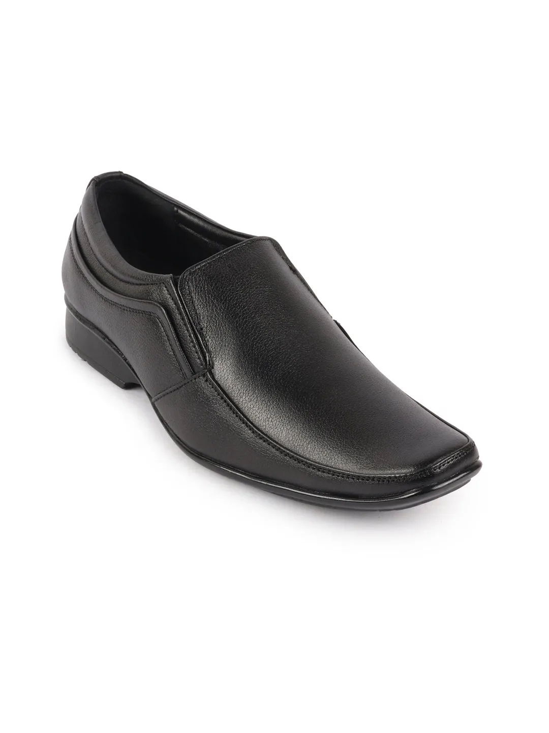 Men Black Genuine Leather Office Formal Slip On Shoes