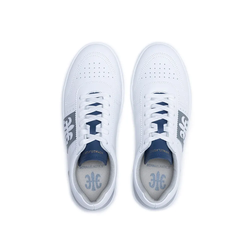 Men's Dreamer White Gray Blue Logo Leather Sneakers 08121-058