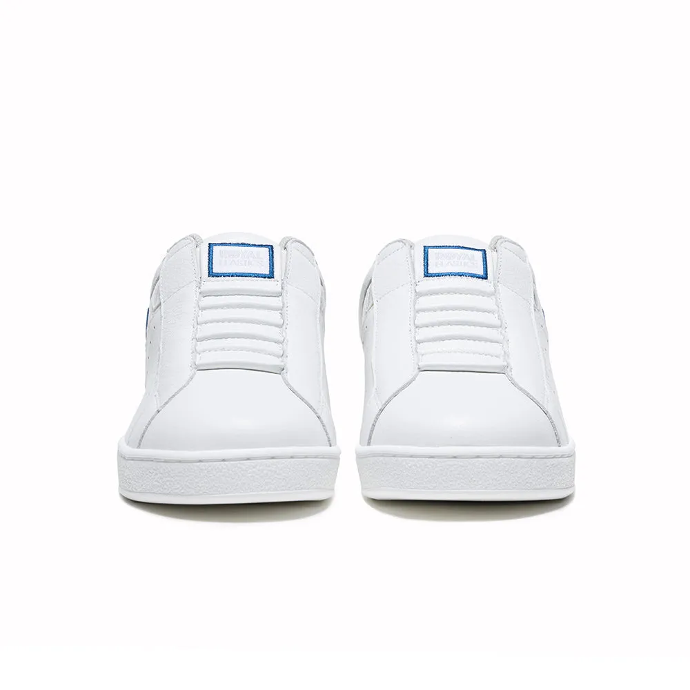 Men's Icon White Blue Gray Logo Leather Sneakers 01922-057