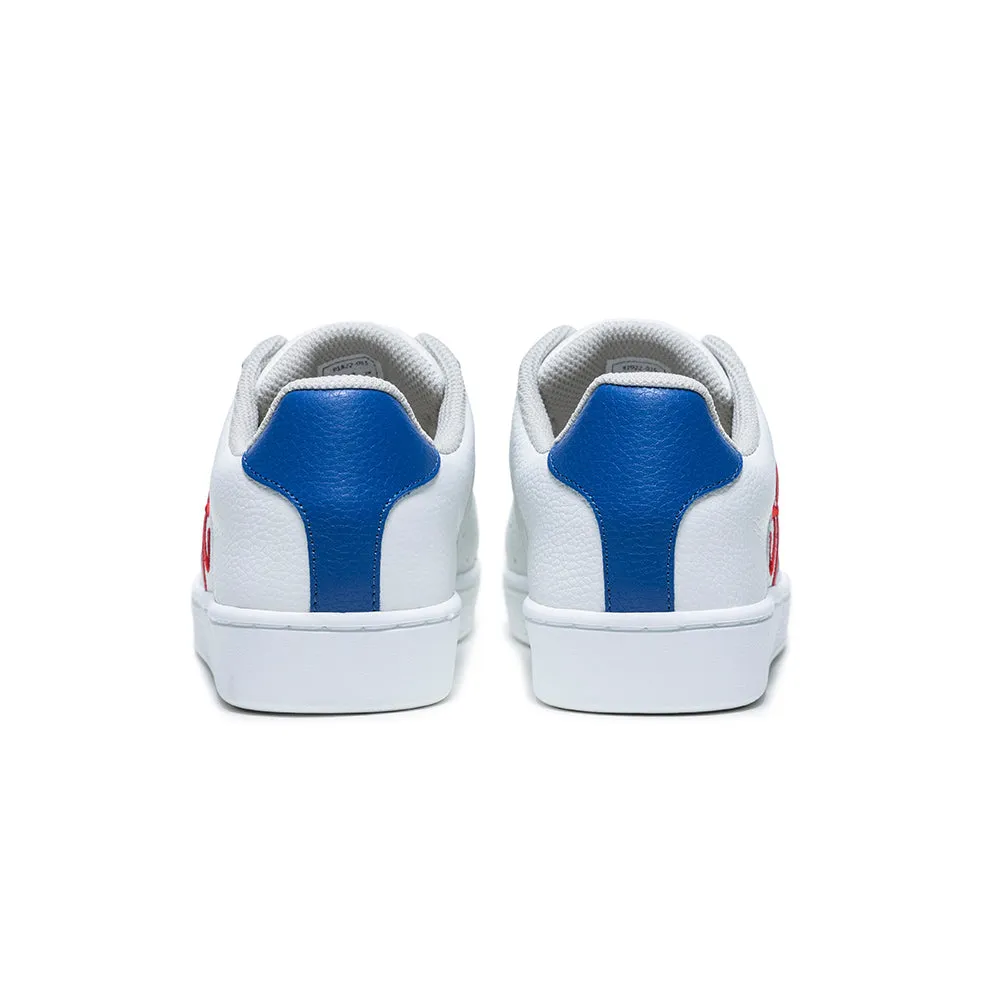 Men's Icon White Red Blue Logo Leather Sneakers 01922-015