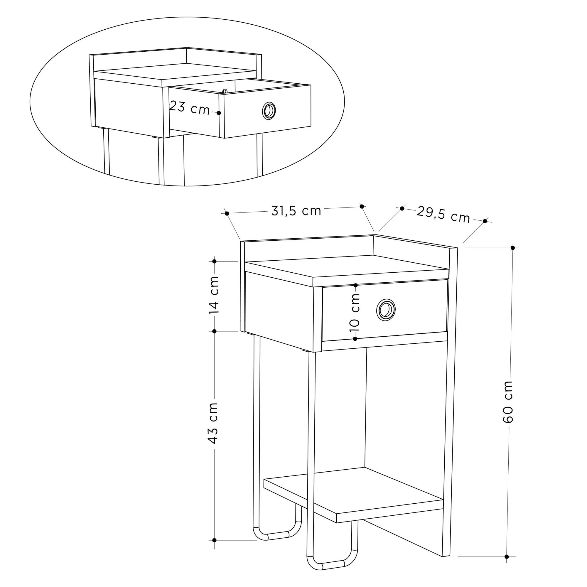 Nightstand Cactus Left - White