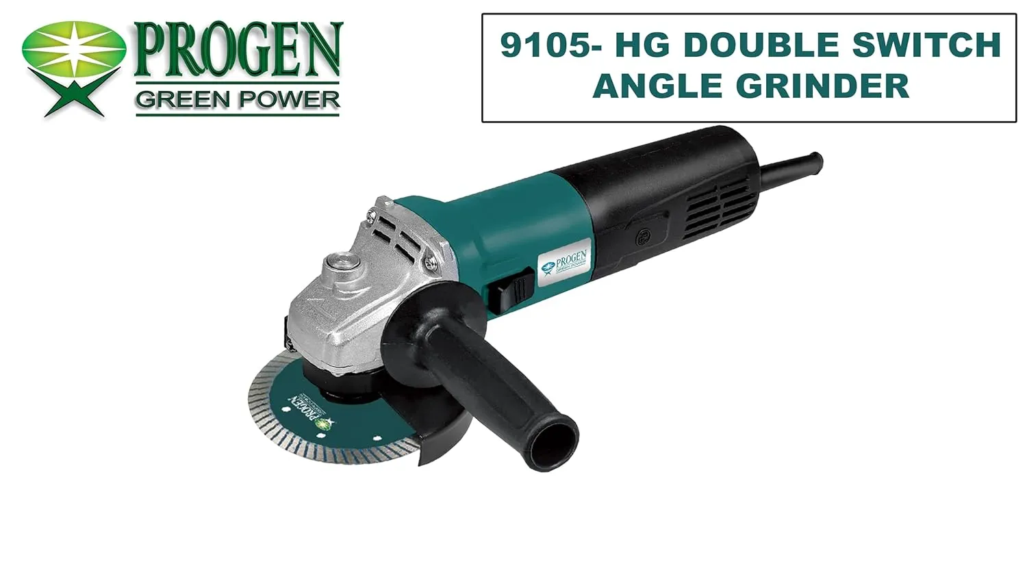 PROGEN 9102-HG, 1250W 4-inch Heavyduty Angle Grinder with Double Switch for Grinding, Cutting, Sharpening, Polishing, Removing Rust (12000Rpm)