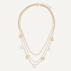 Short Multi-Layer Faux Pearls Necklace In Gold-Tone