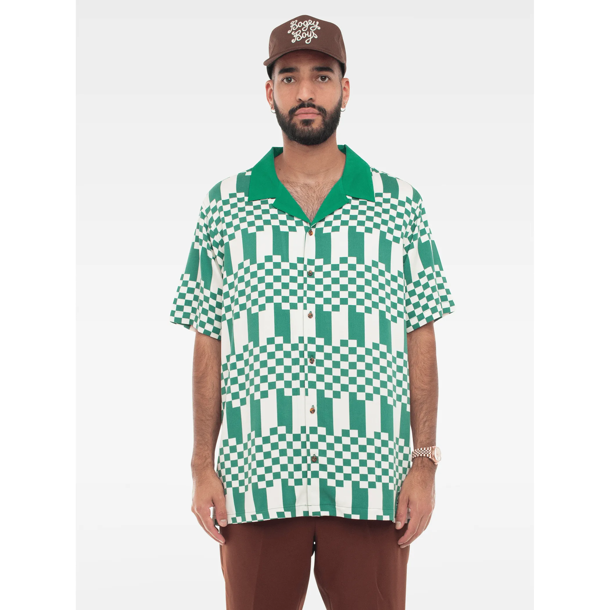 The Checkers Button Up - Green