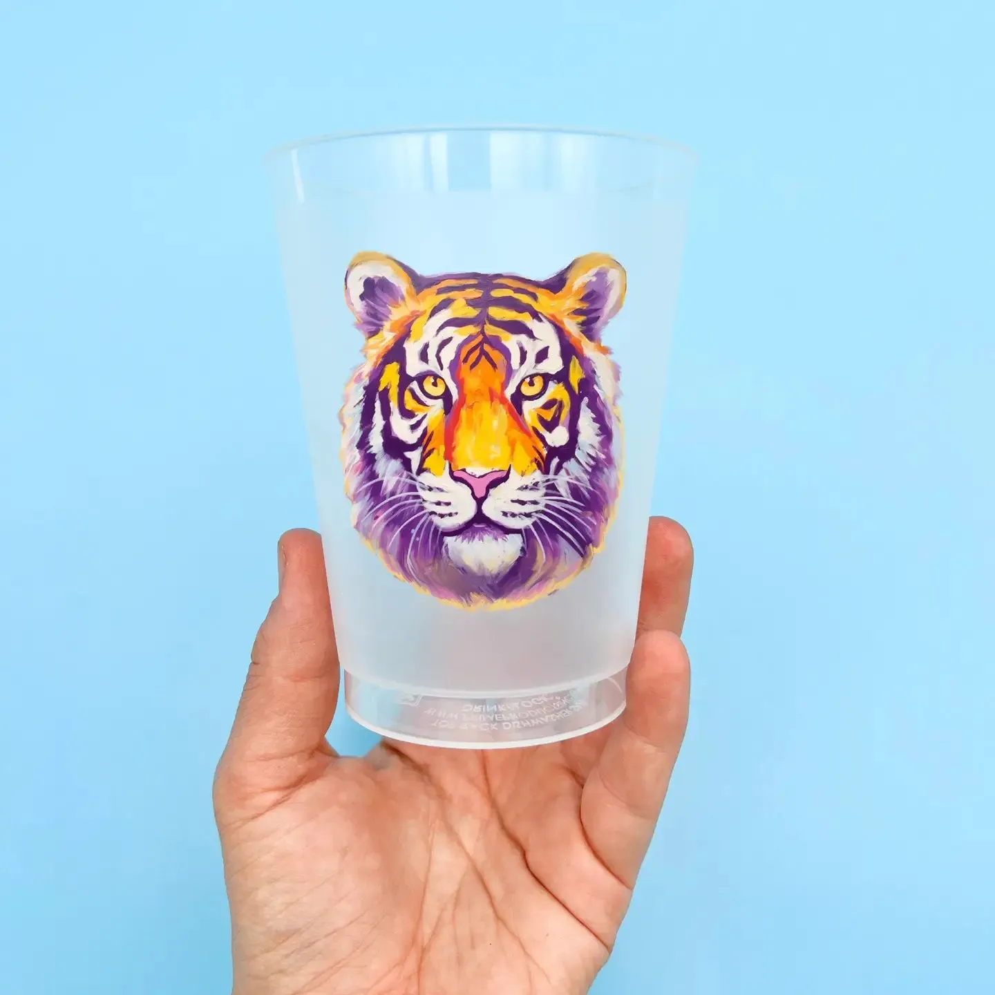 Tiger Head  Purple and Gold Plastic Cup Set