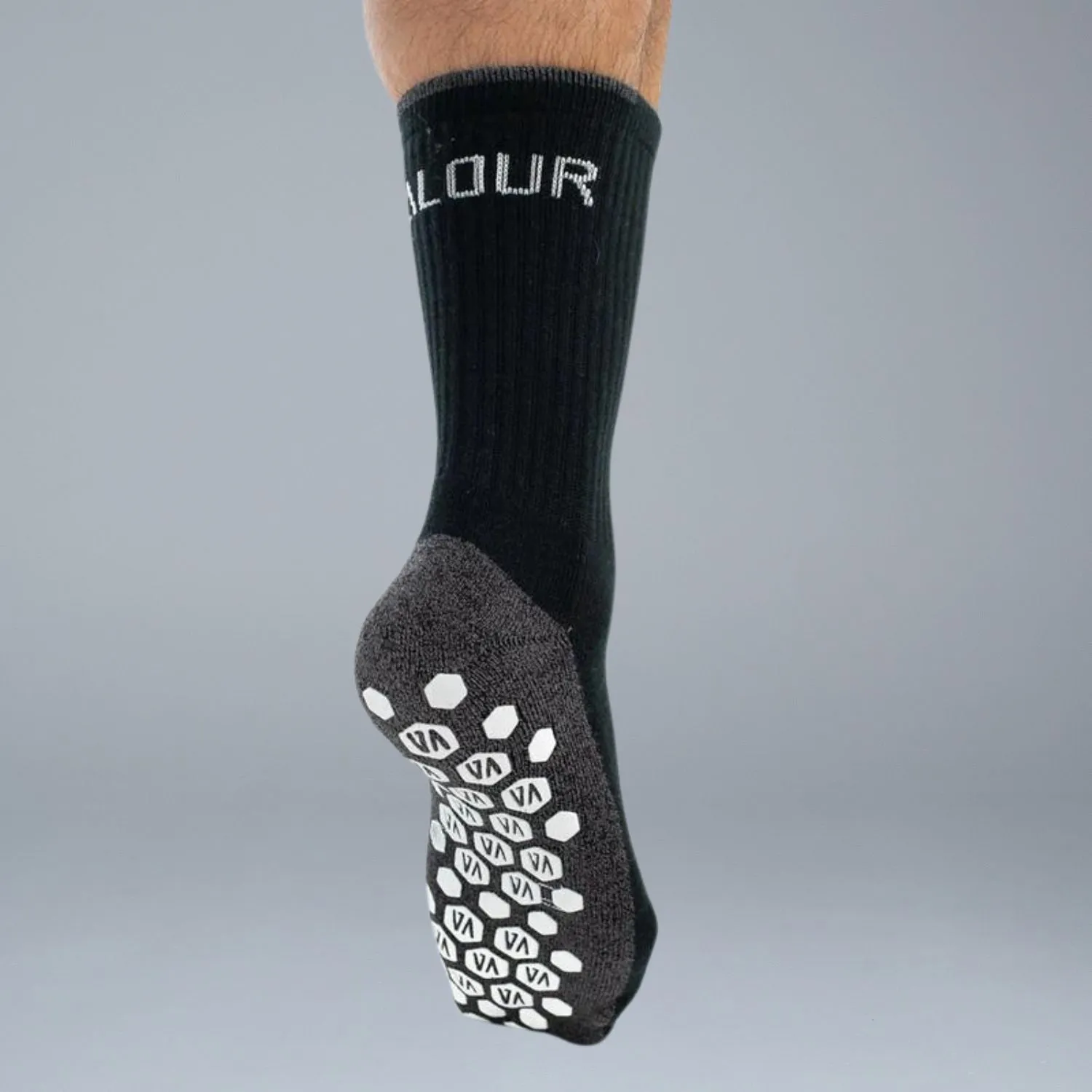 Valour Active Tech Grip Crew Socks - Black