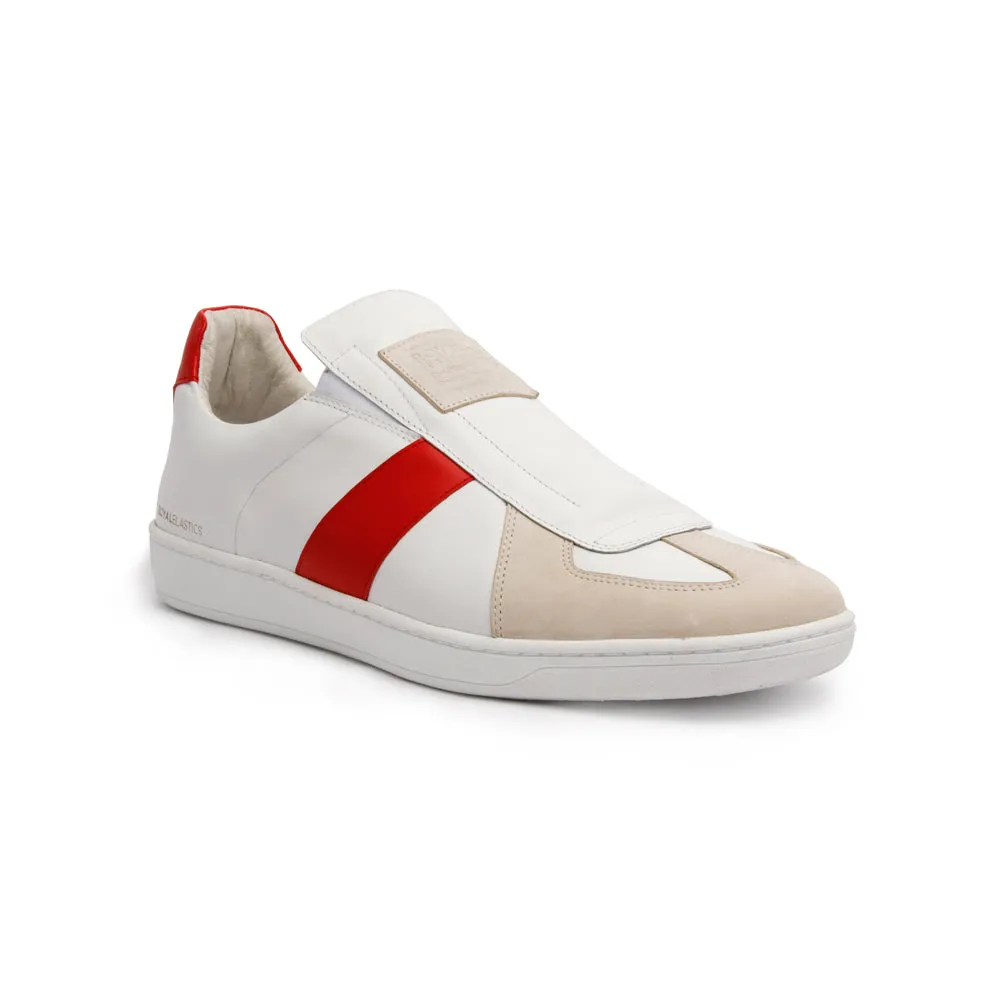 Women's Smooth White Red Leather Low Tops 91591-001