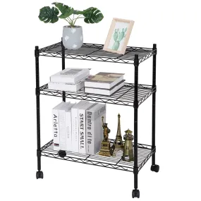 ZENY™ 3-Shelf Adjustable Heavy Duty Storage Wire Shelving Unit,Cart with Wheels