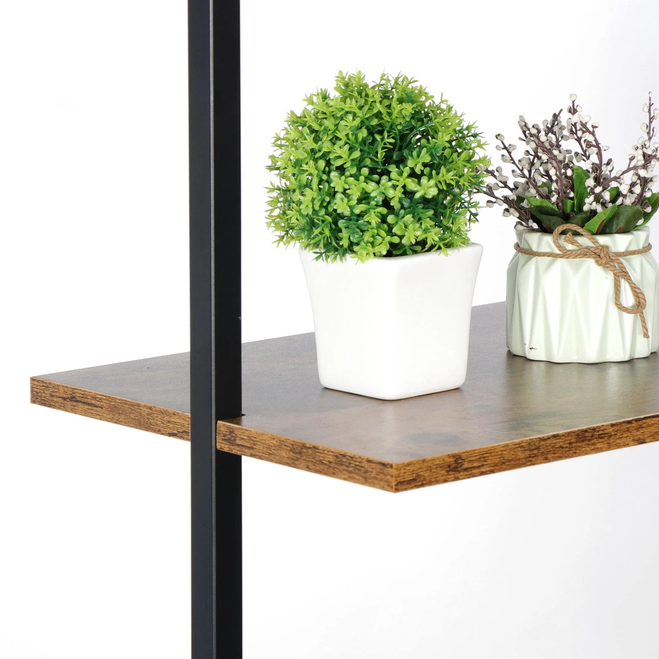 ZENY™ 4-Tier Wall Mount Floating Shelves with Natural Wood and Industrial Pipe Metal Frame