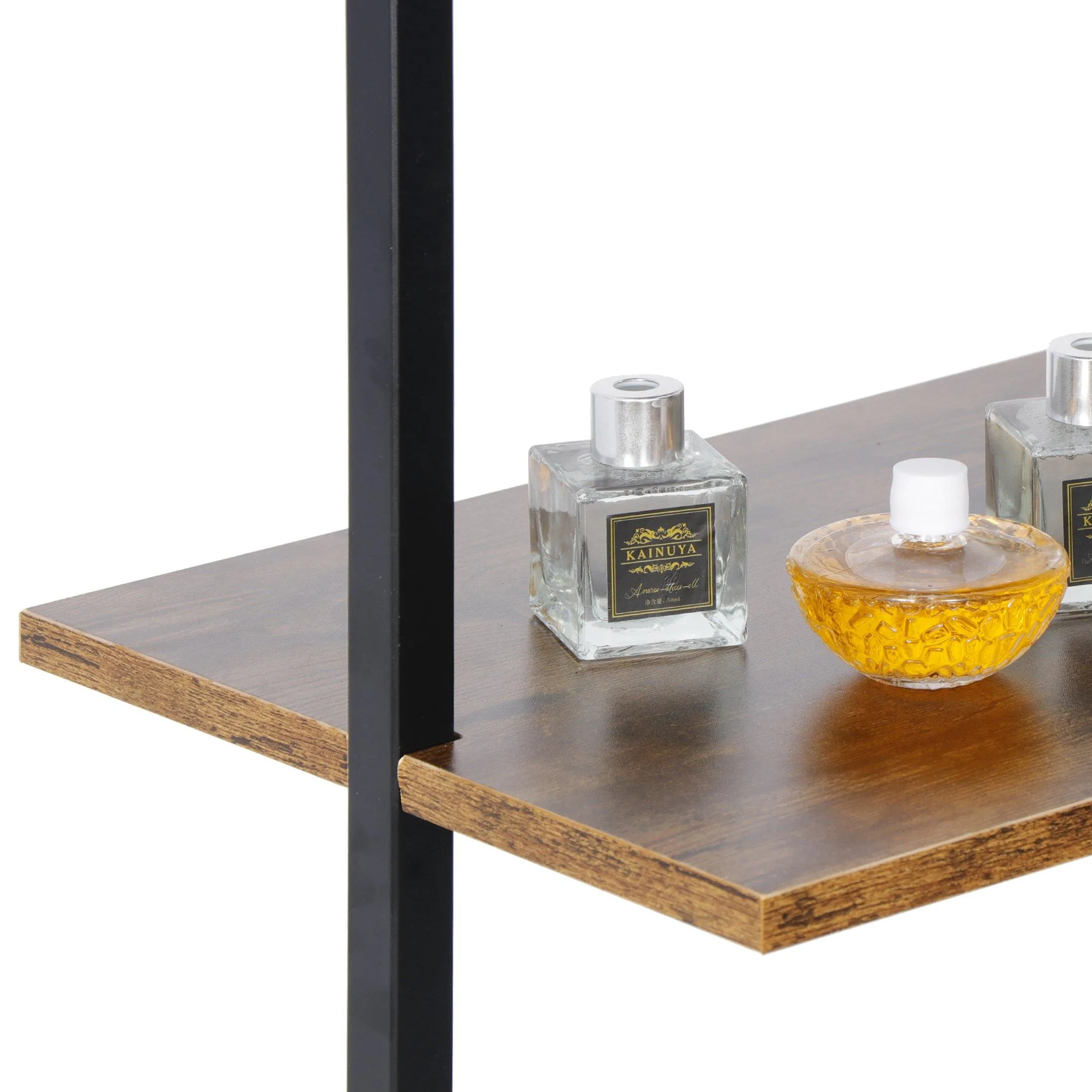 ZENY™ 4-Tier Wall Mount Floating Shelves with Natural Wood and Industrial Pipe Metal Frame